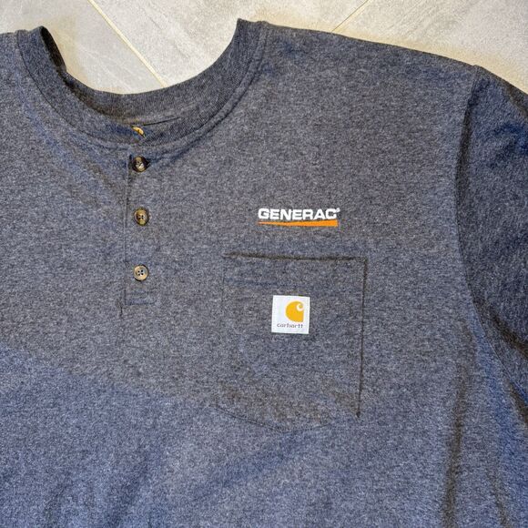 Carhartt K84 Henley T-Shirt Men’s 3XL Gray Short Sleeve Pocket Generac Logo - Picture 2 of 7